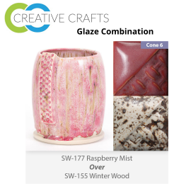 Raspberry Mist SW-177 over Winter Wood SW-155 Stoneware Combination